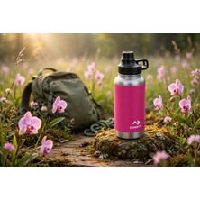 Dometic Kampa Dometic THRM90 Orchid Flower Çelik Termos 900 ml Pembe - Çift Cidarlı Sızdırmaz Spor Kapaklı Matara