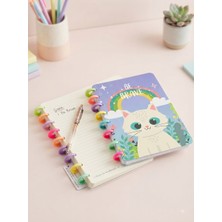 Tüftürük Sevimli Kedi Temalı Çember Ciltli Cizgili 160 Sayfa Sevimli A5 Boyut Defter