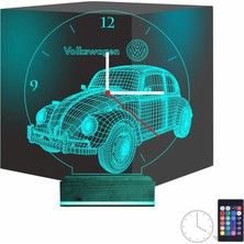 Luvivia Vosvos Araba Saatli 3D Lamba - Masa Gece Lambası