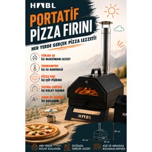 Habl Portatif Pizza Fırını Odun ve Kömürlü Taşıma Çantalı Pizza Taşı Dahil Kamp Tipi Fırın