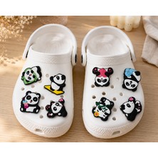 Herşey Nota Sevimli Panda Figürlü Terlik Süsü Seti – Renkli Dekoratif Ayakkabı Aksesuarı