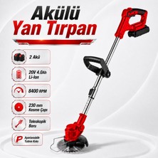 Nzb Akülü Yan Tırpan Şarjlı Çift Akülü 20V 4.0AH Teleskopik Çim Ot Çalı Biçme Kesme Makinesi 230 mm Disk
