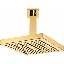 Eca - Tiera Tavandan Duş Başlığı Seti Altın 20X20 cm (Duş Iniş Borusu Dahil) Outlet - 102845032-