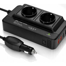 Airstorr 200W Araç Invertörü 12V Dc – 220V Ac | 2 Ac Priz + 4 USB Çıkışı Qc3.0 Hızlı Şarj