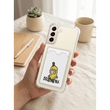Nevamel® Samsung Galaxy S22 Boş Yapma Muz Detaylı Kart Bölmeli Şeffaf Telefon Kılıfı