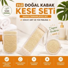 Neler Geldi Neler 3’lü Set Banyo Kese Banyo Lif Doğal Kabak Kesesi Banyo Tamamlayıcı Set – Vücut, Sırt ve Yüz Peelingi