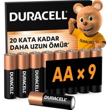 Duracell Kalem Pil Alkalin Aa 9'lu Paket