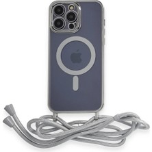 ALK Mey Ithalat®  iPhone 12 Pro Max Kılıf Divo Lazer Askılı Magsafe Kapak - Gümüş