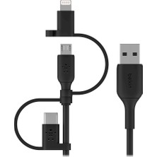 Belkin Evrensel Kablo (3'ü 1 Arada Usb-C, Lightning, Micro-Usb Şarj Kablosu) Akıllı Telefonları, Tab