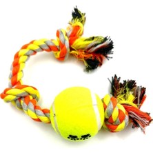 Tasma Market 30CM Diş Ipli Köpek Eğitim Topu Oyuncağı Sarı-Kırmızı