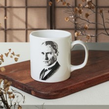 Keramika Atatürk Portre Beyaz Silindir Kupa 1 Adet