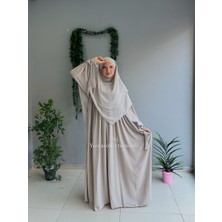 Yüsra Collection Tesettür Papatya Nakışlı Kol Bağlama Elbise ve Kısa Boy Sufle 2'litakım