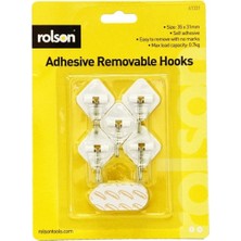 Rolson 61331 5 Pc 35 x 31 mm Removable Adhesive Metal Hooks