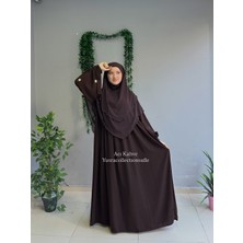Yüsra Collection Tesettür Papatya Nakışlı Kol Bağlama Elbise ve Kısa Boy Sufle 2'litakım