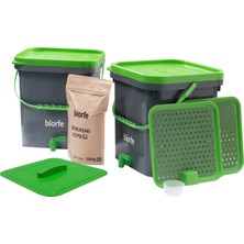 Biorfe Bokashi Kompost Kovası Kepekli 18 Litre Ikili Set - 18SGB