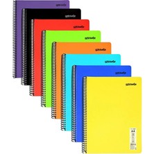 A4 72 Yaprak Spiralli Defter Seti 8'li – 4 Çizgili + 4 Kareli Renkli Kapak Defter