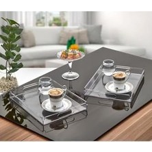 Murahze Şık  Kek Fanusu Tutma Saplı 28 cm x 18 cm | Ikramlık Sunumluk (Dikdörtgen)