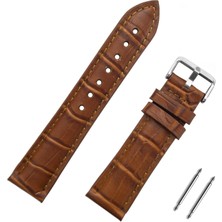 Saatse Kahverengi Kroko Hakiki Deri Saat Kordonu Kayış 18-20-22-24MM (22MM)