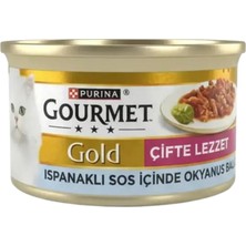Gourmet Gold Balıklı ve Ispanaklı Çifte Lezzeti Kedi Konservesi 85GR
