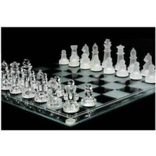 Empressco Cam Satranç Takımı Lüx Model Dekoratif Hediyelik 35 x 35 cm