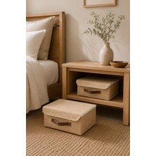 Dathcha 2'li Kapaklı Jüt Düzenleyici M Boy 30X23X13 cm Dolap Içi Raf Tekstil Banyo Organizer Saklama Kutusu