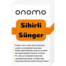 Onomo Sihirli Sünger, Çok Amaçlı Temizlik Süngeri, Fayans, Lavabo, Plastik ve Deri Yüzeyler Için 3 A