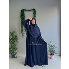 Yüsra Collection Tesettür Papatya Nakışlı Kol Bağlama Elbise ve Kısa Boy Sufle 2'litakım