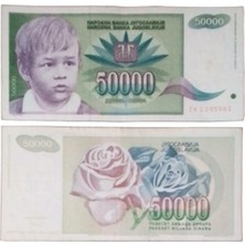 Generic Yugoslavya 50000 Dinar Eski Kağıt Para.