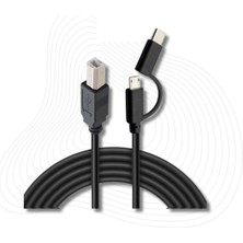 Lunatic 3351 Type C +Micro USB Yazıcı Printer Piyano Bağlantı Kablosu Hızlı USB C USB B Ci