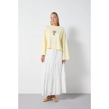 Minaaise Oversize Baskılı T-Shirt Sarı