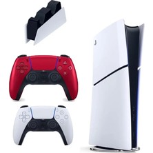 Playstation 5 Slim Dijital 825GB +2.kol Dualsense Volcanic Red Kırmızı + Sony Ps5 Şarj Istasyonu (Ithalatçı Garantili)