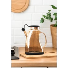 Porsima 5320 Şeffaf Borosilikat Cam Zeytinyağ Şişesi - Yağlık ve Sirkelik 1 Lt Siyah