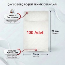 Luluyen Demlik Içi Çay Filtresi Körüklü Kapaklı Çay Süzgeci Boş Demlik Poşeti Bonesi 9X20 cm 100 Adet ((100 Lü) Bitki Kış Çay Demleme
