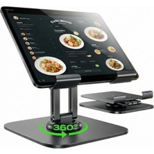 Empressco 360° Q18 Döner Masaüstü Tablet & iPad Standı – Ayarlanabilir, Katlanabilir Metal Tutucu Siyah