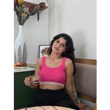 Kadın Şerit Detaylı Crop Atlet Bralet