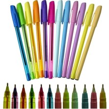 Tüftürük Mynote Lineball 12 Renkli Tükenmez Kalem Seti 6 Pastel 6 Neon Renk