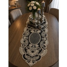 Lena Maison Luna Siyah Tül Üzerine Nakış Işlemeli Runner 105 CMX35 cm
