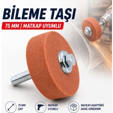 Badem10 Bileme Taşı Kırmızı 75 mm Civatalı Somunlu Matkap Uyumlu Taşlama Bileyici Kesici Alet Bileme Aparatı