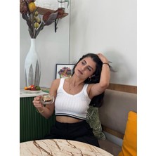Kadın Şerit Detaylı Crop Atlet Bralet