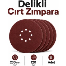 Nzb (120 Kum) Delikli Cırt Zımpara 5 Adet 230 mm Daire Zımpara Diski Ahşap Metal Boya Yüzey Temizleme