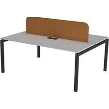 Vivense Galaxy Ikili Ofis Masası, Beyaz Antrasit, 160 cm