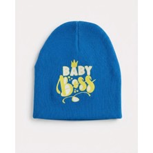 Mavi – Baby Boss Baskılı Erkek Bebek Bere