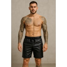 Prolet Erkek Contrast Trim Pu Deri Şort