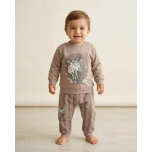 Ayıcık Desenli Kahverengi Erkek Bebek Pijama Takımı