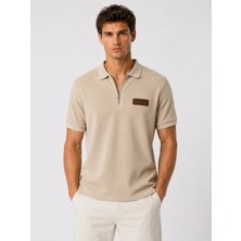 Prolet Erkek Fermuarlı Waffle Polo T-Shirt