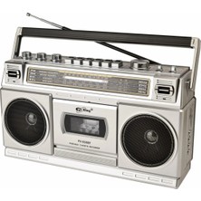 Eco Lounge Nostaljik Radyo Fm Radyo USB Mp3 Çalar Bluetooth Kaset Çalar Hoparlör Gümüş Renkli