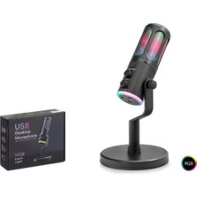Hadron Su8 Gaming Rgb Masaüstü Mikrofon Dsp Gürültü Önleme Echo Type-C Siyah