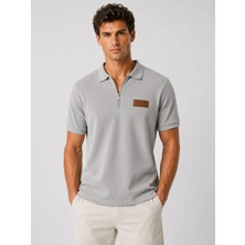 Prolet Fermuarlı Erkek Waffle Polo T-Shirt