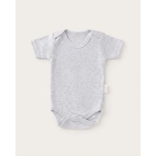 Gri Kısa Kollu Pamuklu Bebek Çıtçıtlı Body
