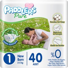 Paddlers Pure 1 Numara Yenidoğan 2-5 kg Ekonomi Paketi Bebek Bezi (1 x 40 Adet)
